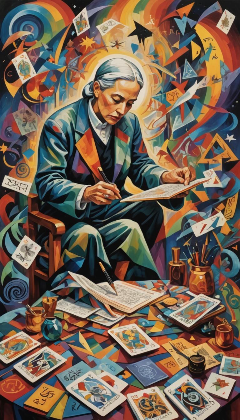 Cubist Tarot Card Designer in Death Dance Macabre