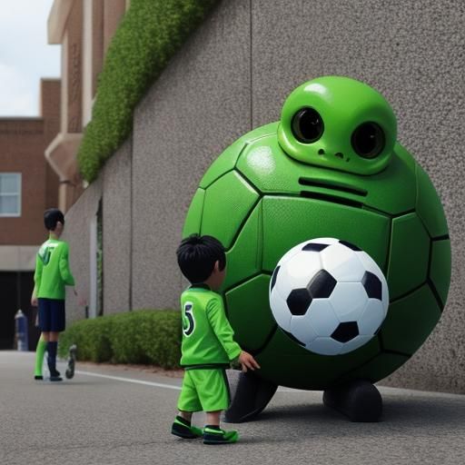 Friendly Alien Child Meets Human, Soccer Ball