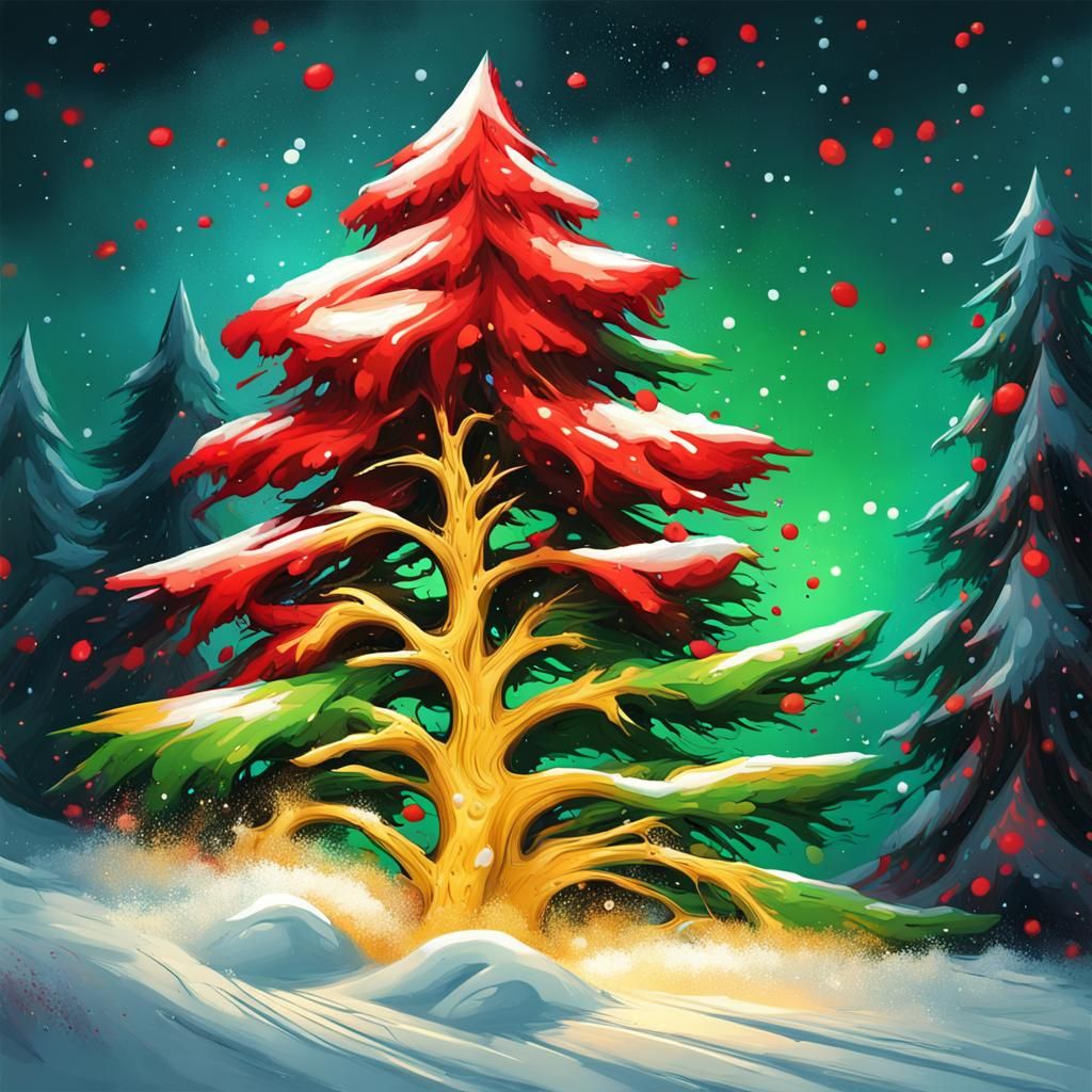 Magical Christmas Night in Graffiti Art Style