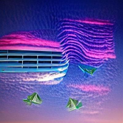 Vaporwave Scene with Flying Toasters
