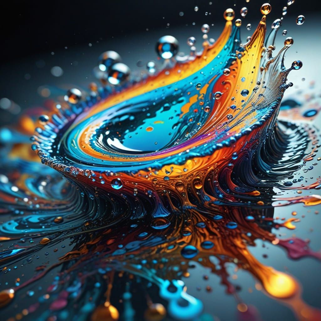 Macro Oil Splash Abstract Expressionism