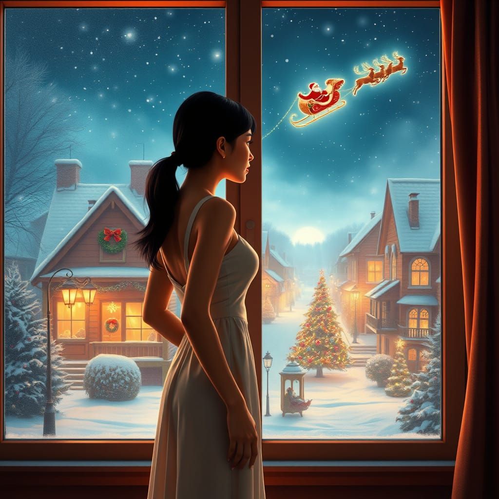 Serene Christmas Eve Scene in Vibrant Colors