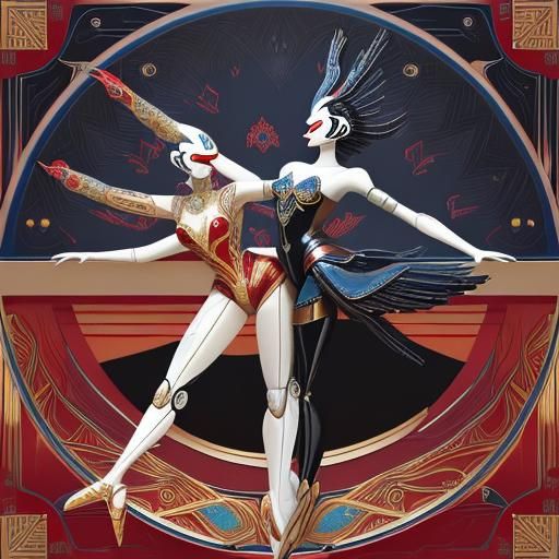Robotic Ballet Dancers in Art Deco Style