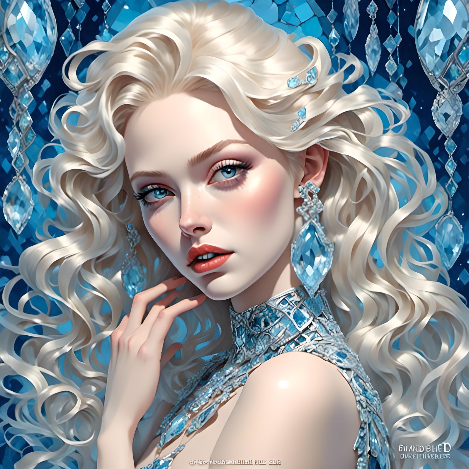 Platinum Blonde Goddess in Mosaic Jewel Style