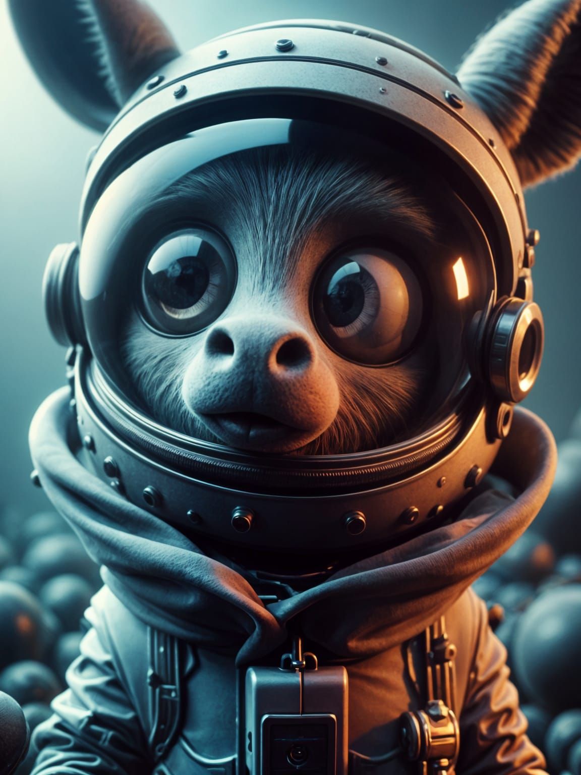 Hyper-Realistic Donkey Astronaut in Futuristic Space