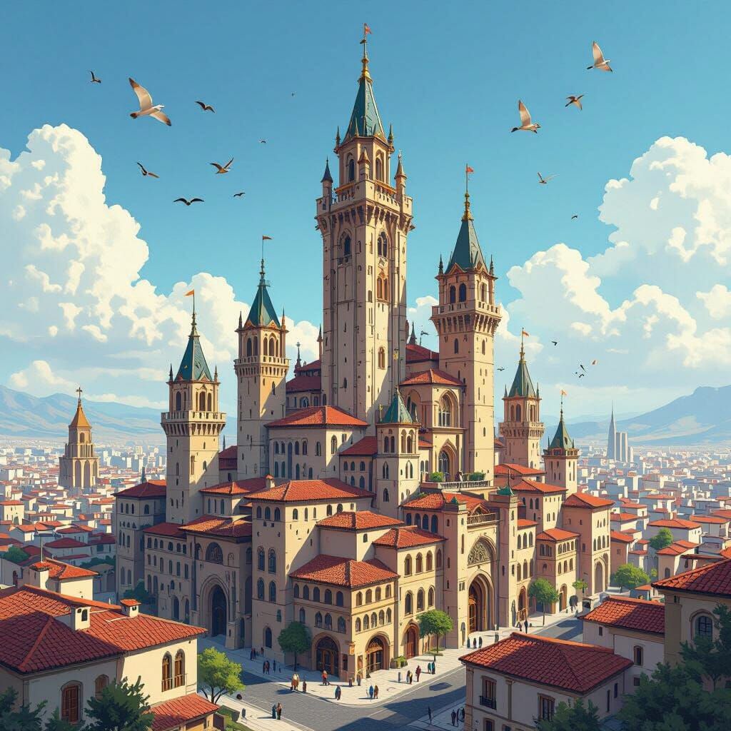 Spanish Medieval Skyscraper City Design