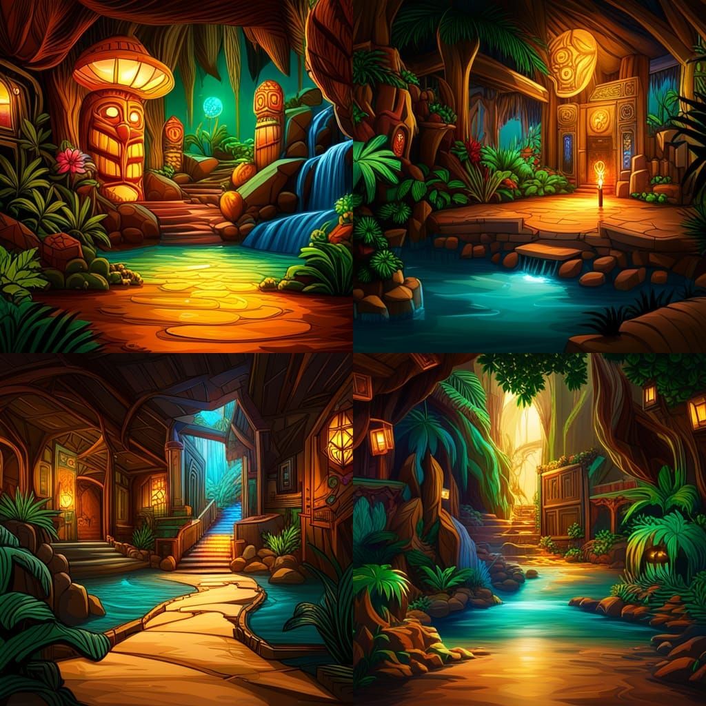 Mystical Cave Game Level Design by Pablo Amaringo