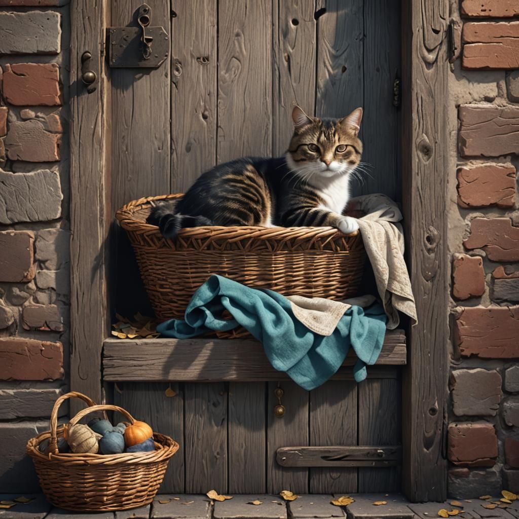 Cat Nap: Detailed Matte Painting in Fantasy Style