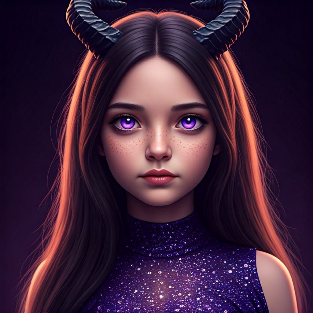 Teenage Girl with Dragon Horns in Cinematic Style