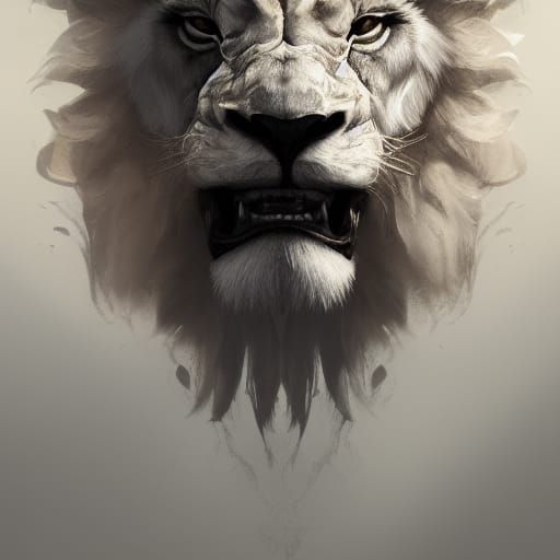 Ethereal Lion Portrait in Detailed Digital Art Style
