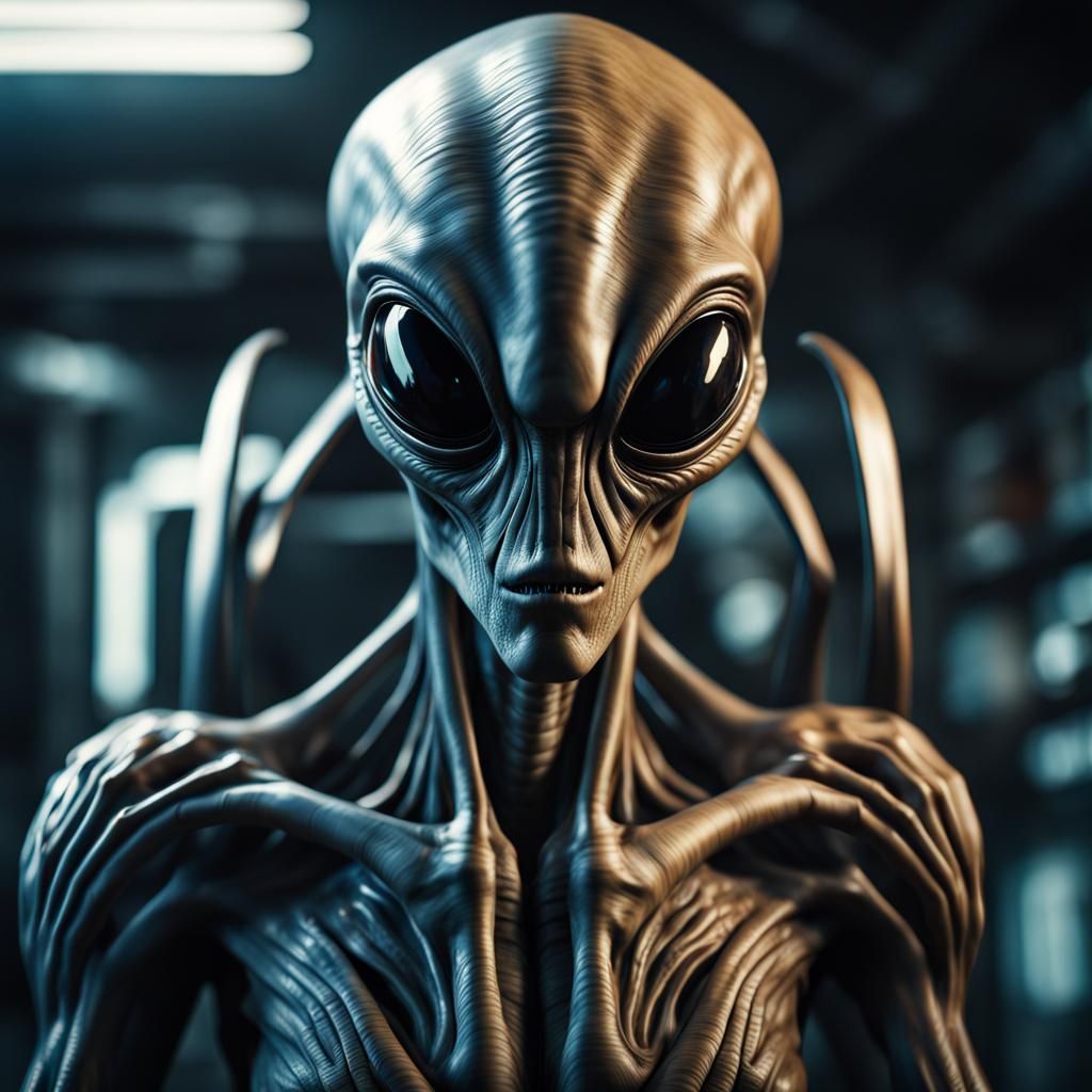 Menacing Alien in Vivid Hyperrealistic Style