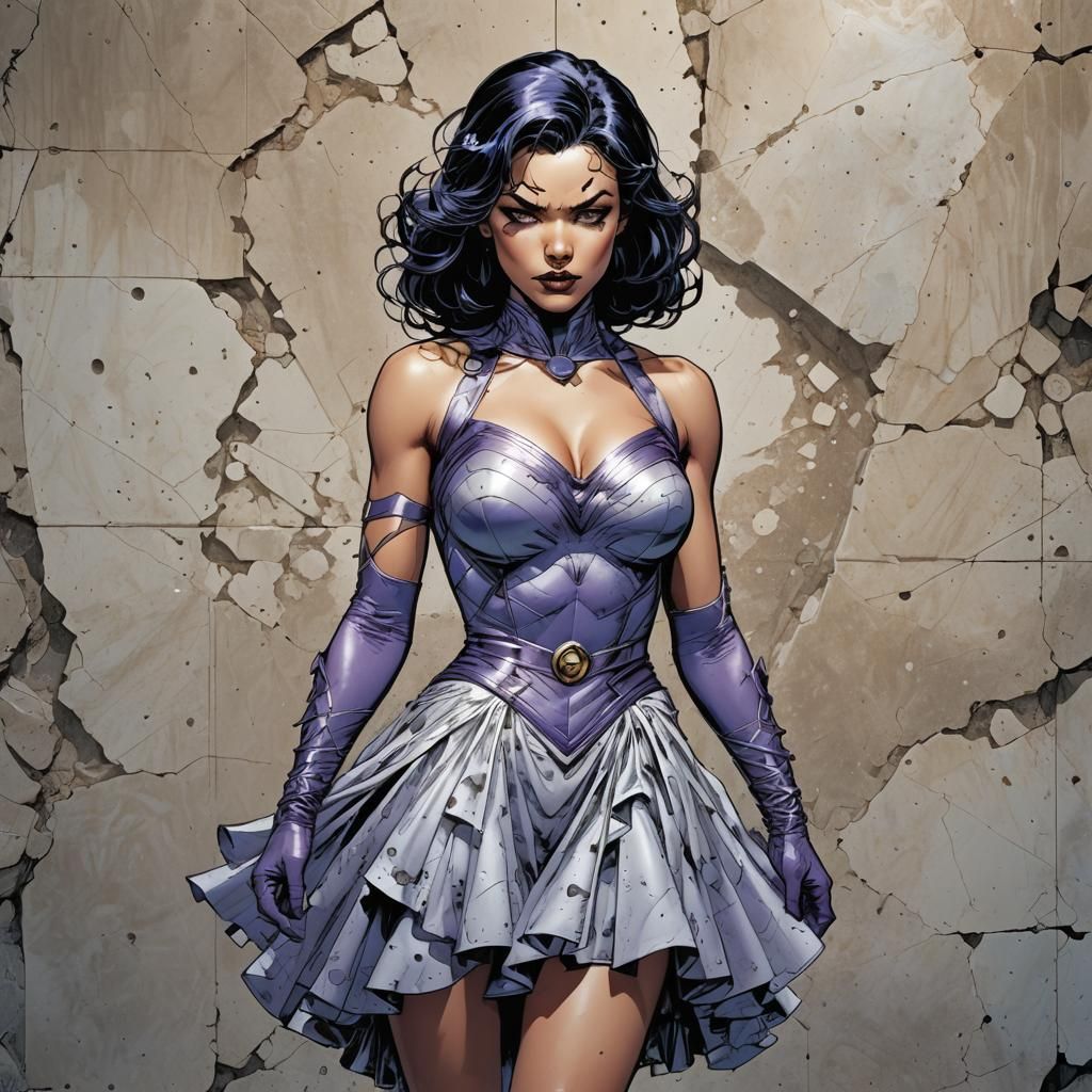 Superhero Crashing Through Marble Wall in Comic Style