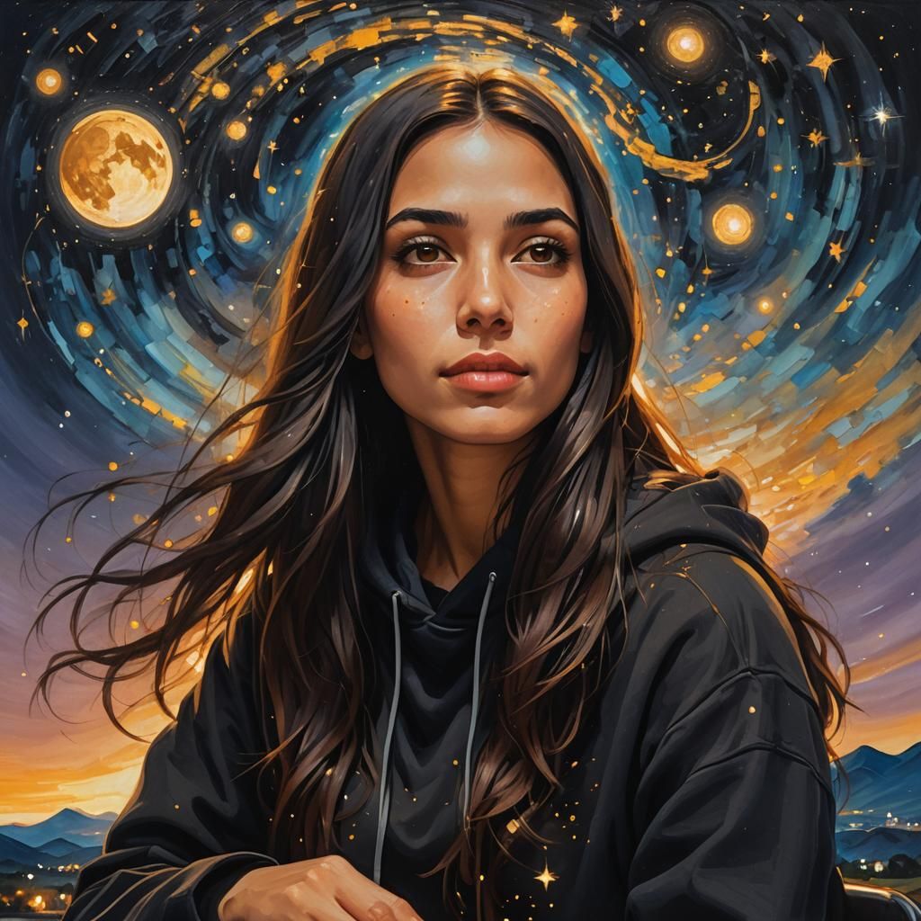 Woman in Wheelchair Gazing at Starry Night Sky