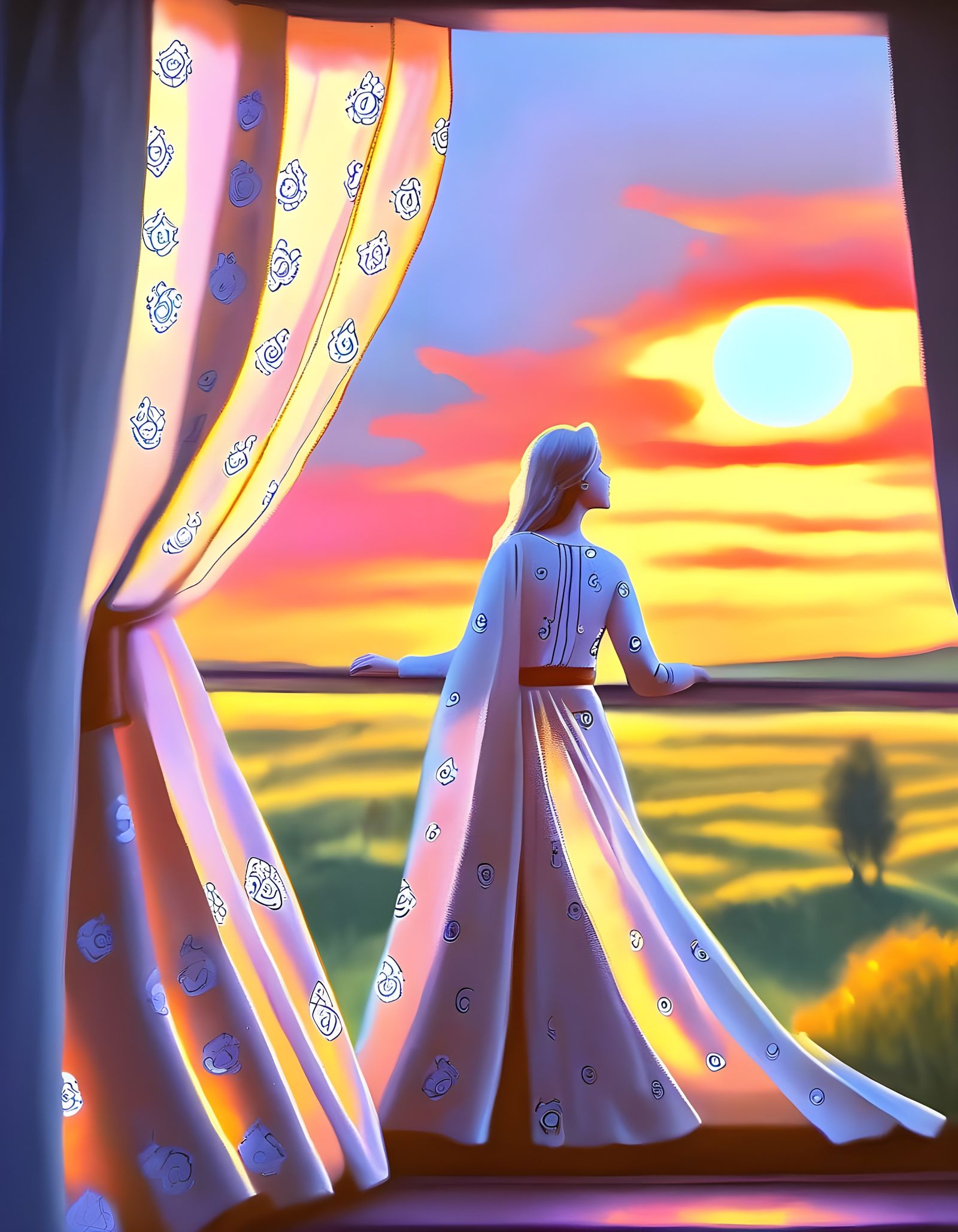 Woman Contemplates Natural Beauty Through Window