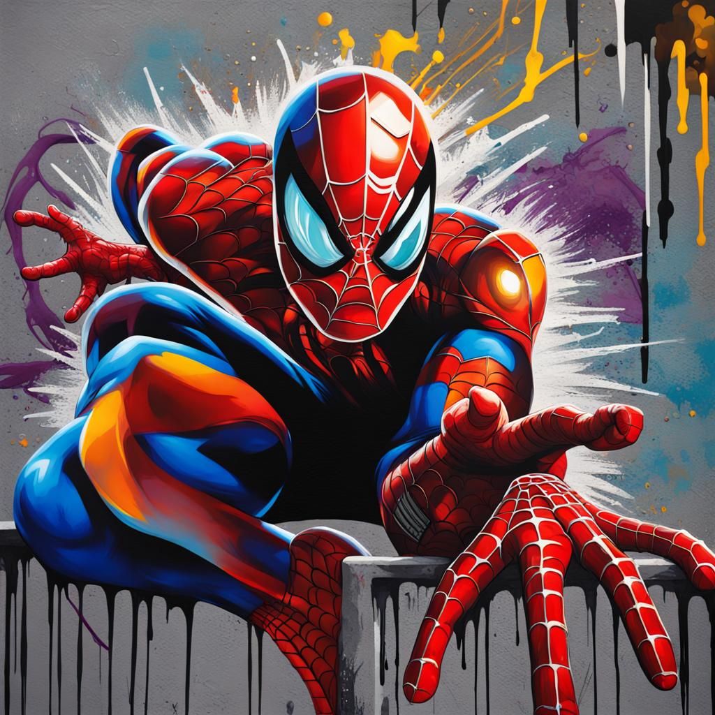 Miles Morales Spider-Man in Graffiti Art Style