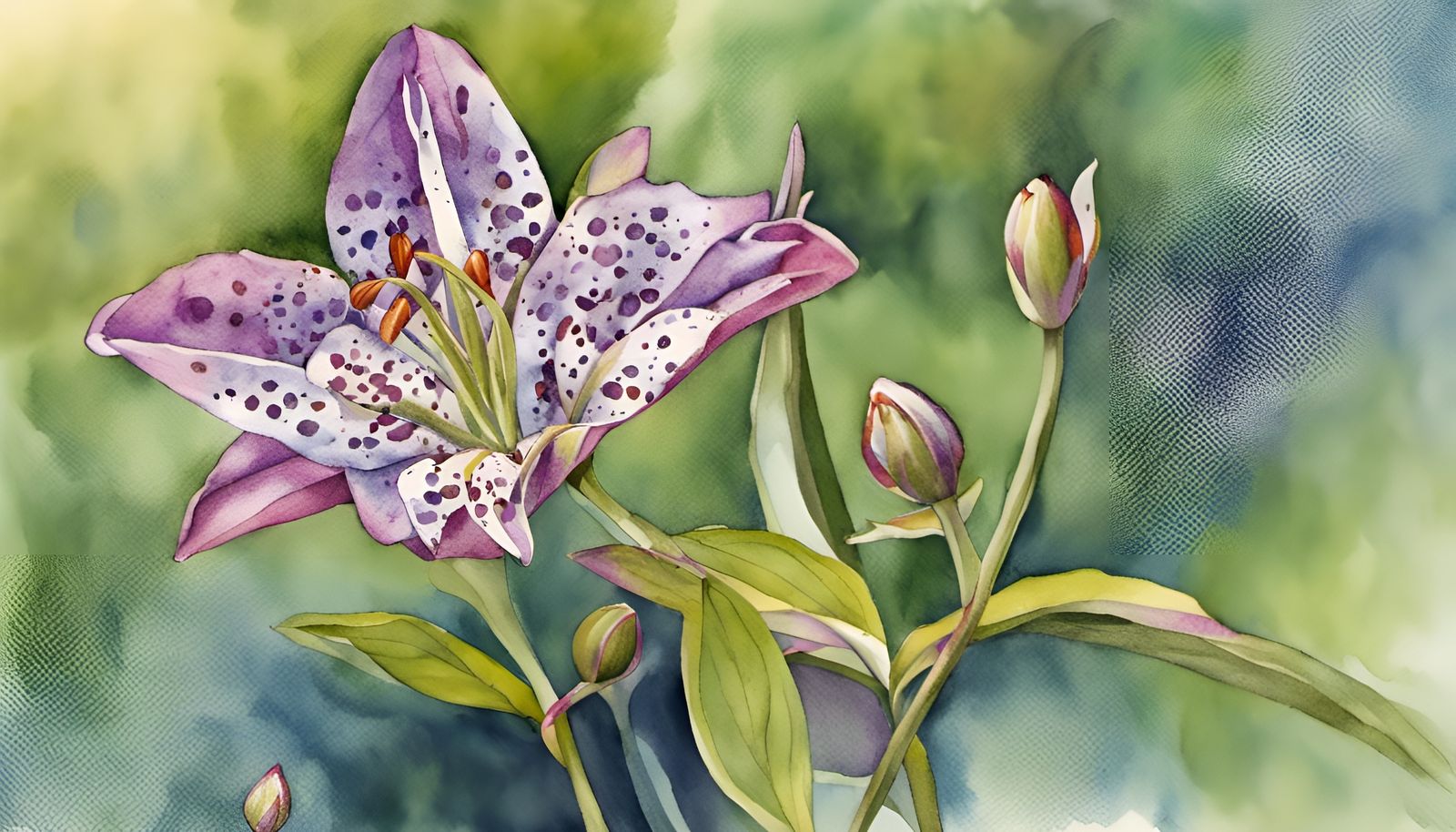 Japanese Toad Lily in Watercolor and Colored Pencil