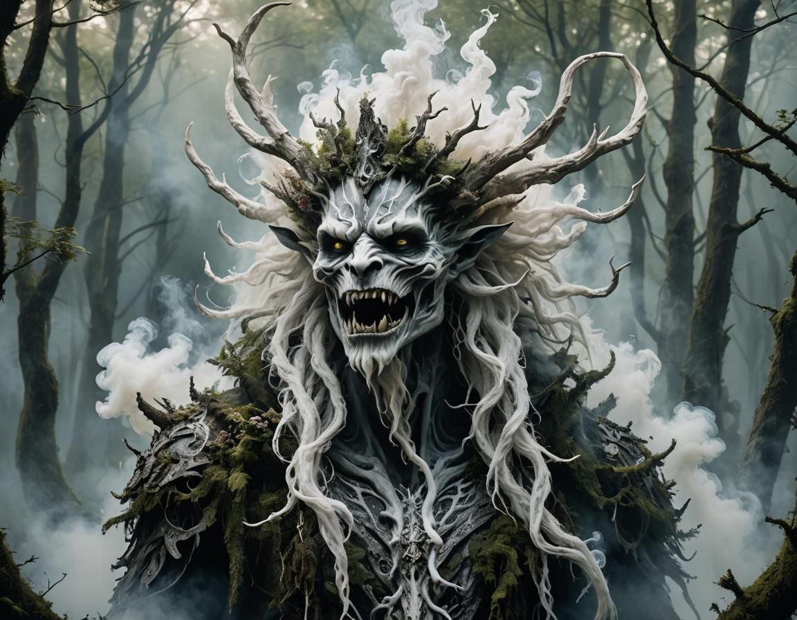 Ethereal Forest Spirit Composed of Smoke