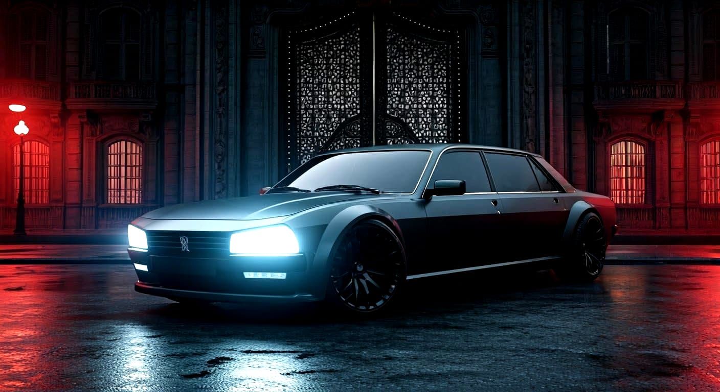 Cyberpunk 2099 Peugeot 505 Limousine in a Luxurious Nighttim...
