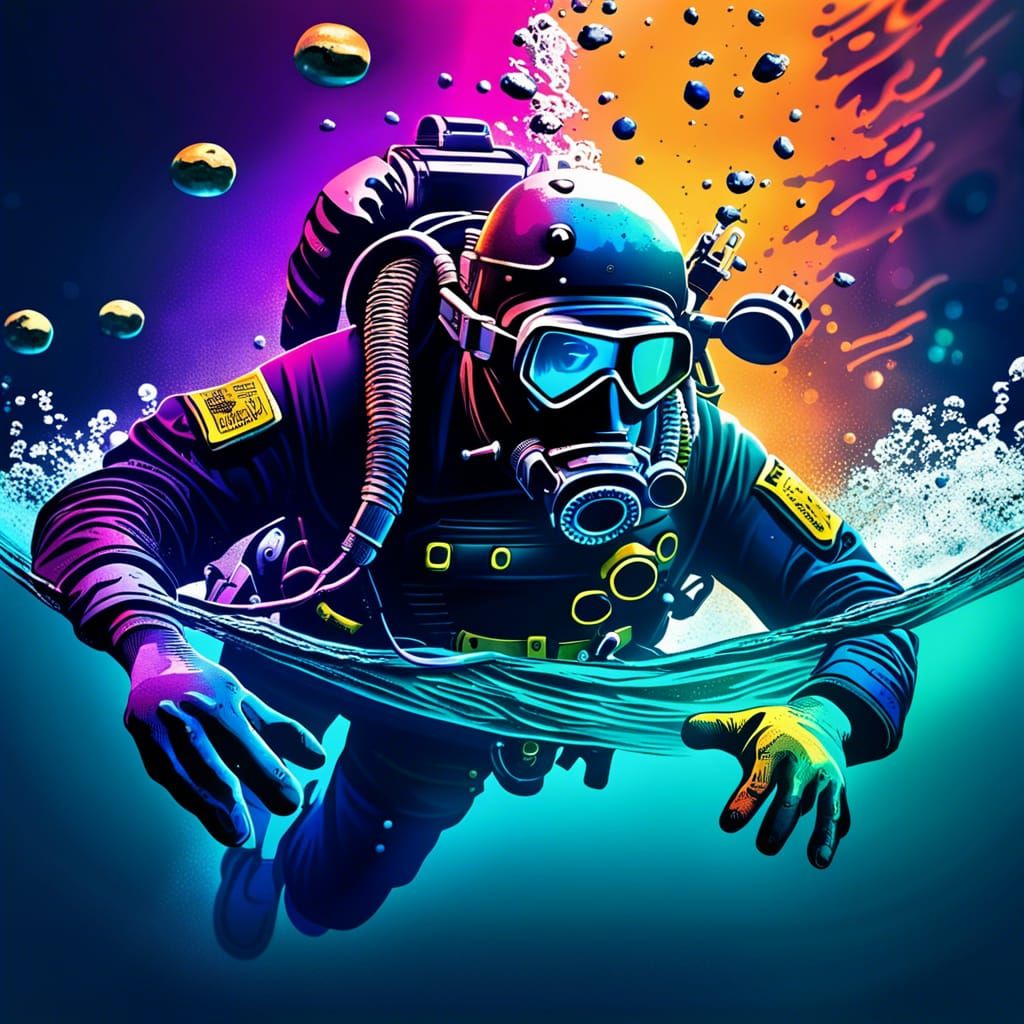Navy Seals Divers in Action: Hyperrealistic Splash Art