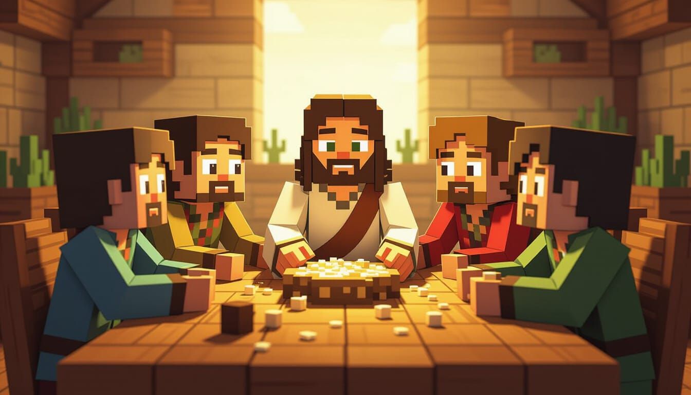 Minecraft Characters Recreate The Last Supper