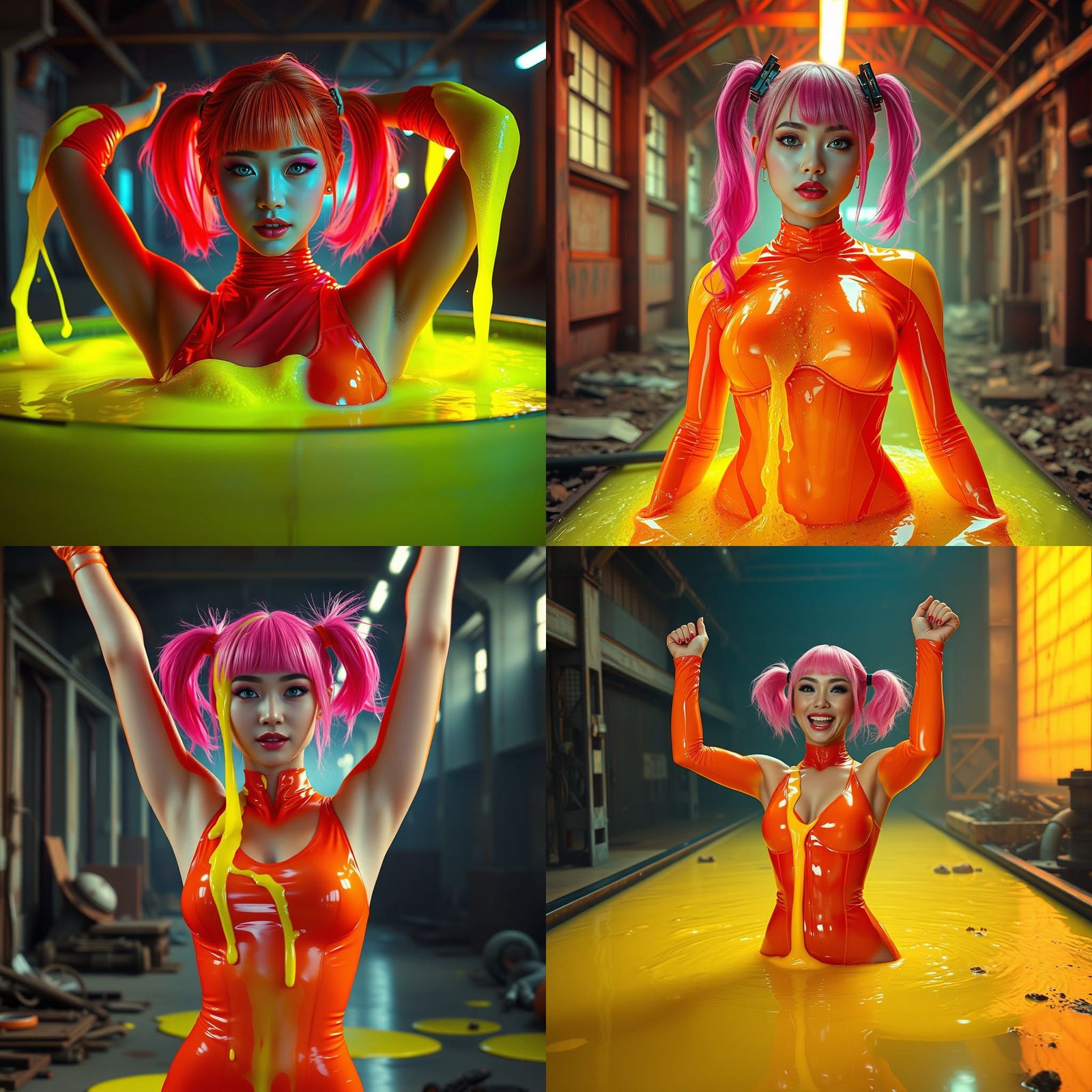 Cyberpunk Pop Star in Neon Slime Factory