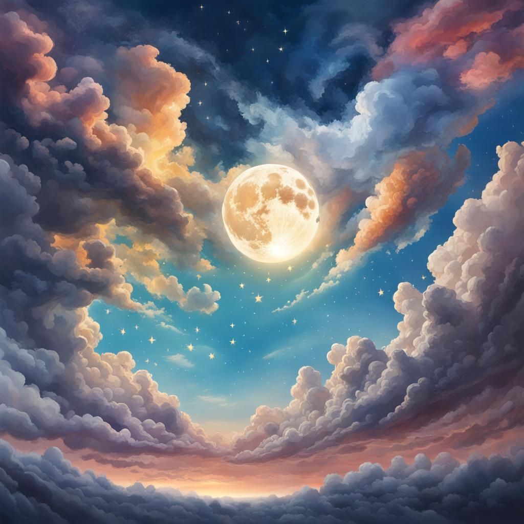 Day and Night Sky Hyperrealistic Splash Art