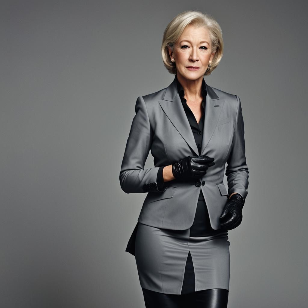 Helen Mirren in Black Leather Businesswoman Portrait