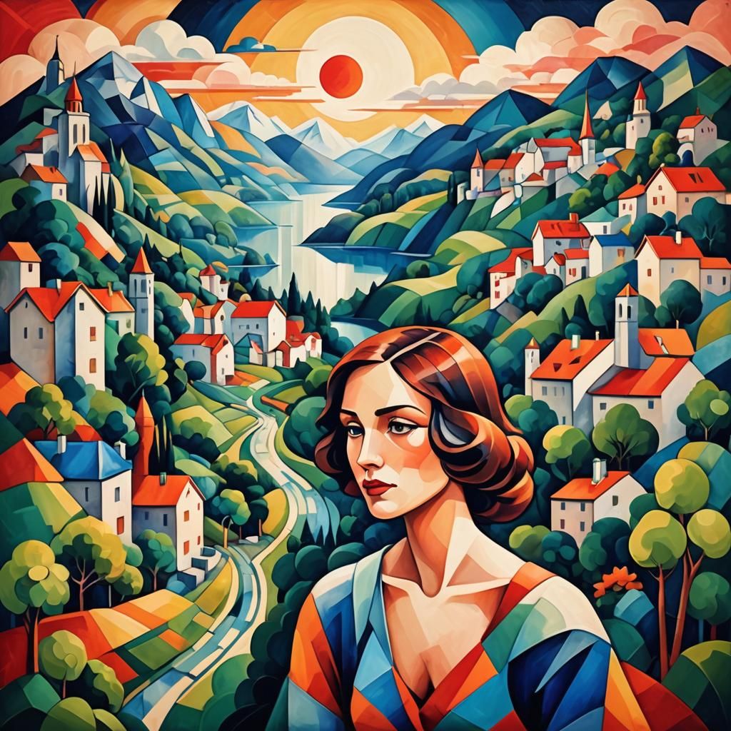 Parallel Universe: Cubist Landscape with Geometric Fauvism