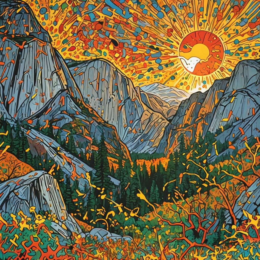Yosemite Sunrise: Pop Art Meets Abstract Expressionism