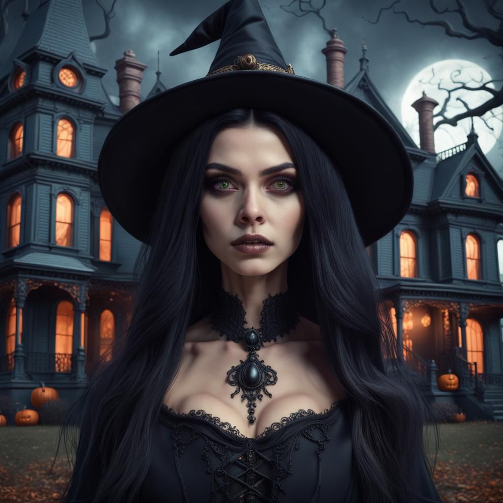 Halloween Witch by Haunted House, Matte Painting