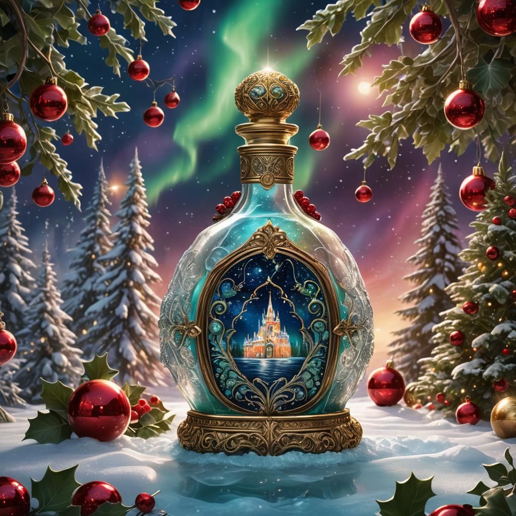 Northern Lights Reflect on Jeweled Perfume Bottle