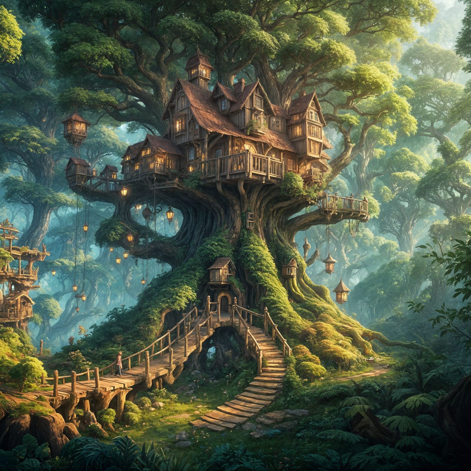 Enormous Treehouse in Everfree Forest: Fantasy Concept Art