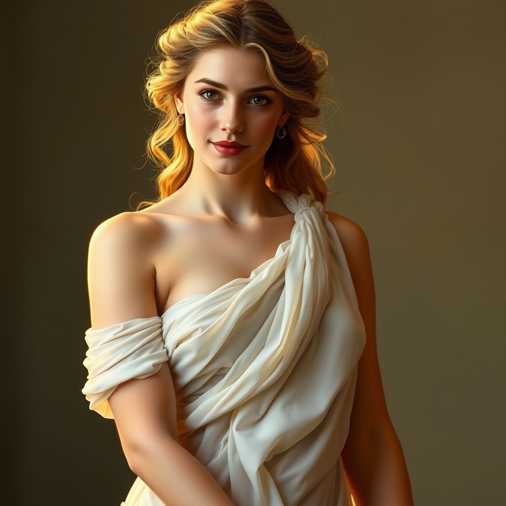 Sensual Aphrodite Goddess in Ancient Greek Elegance