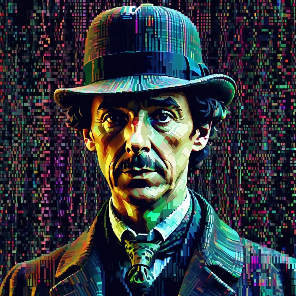 Glitch Art Portrait of Sherlock Holmes