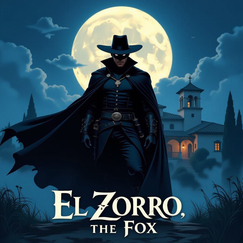 El Zorro Movie Poster: Iconic Hero in Dramatic Moonlight
