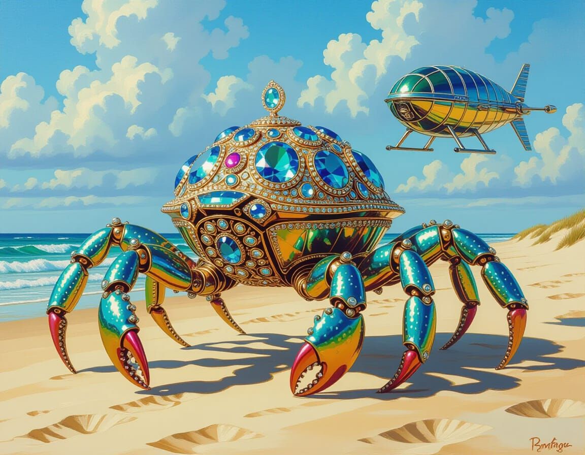 Bejeweled Starfish Trots Beside Iridescent Dalekopter