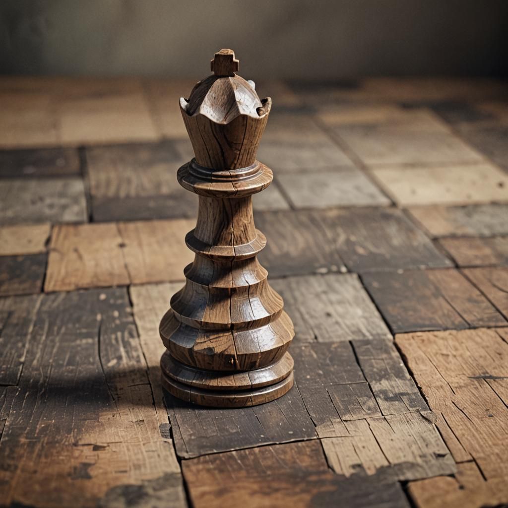 Low-Poly Pawn on Weathered Chessboard
