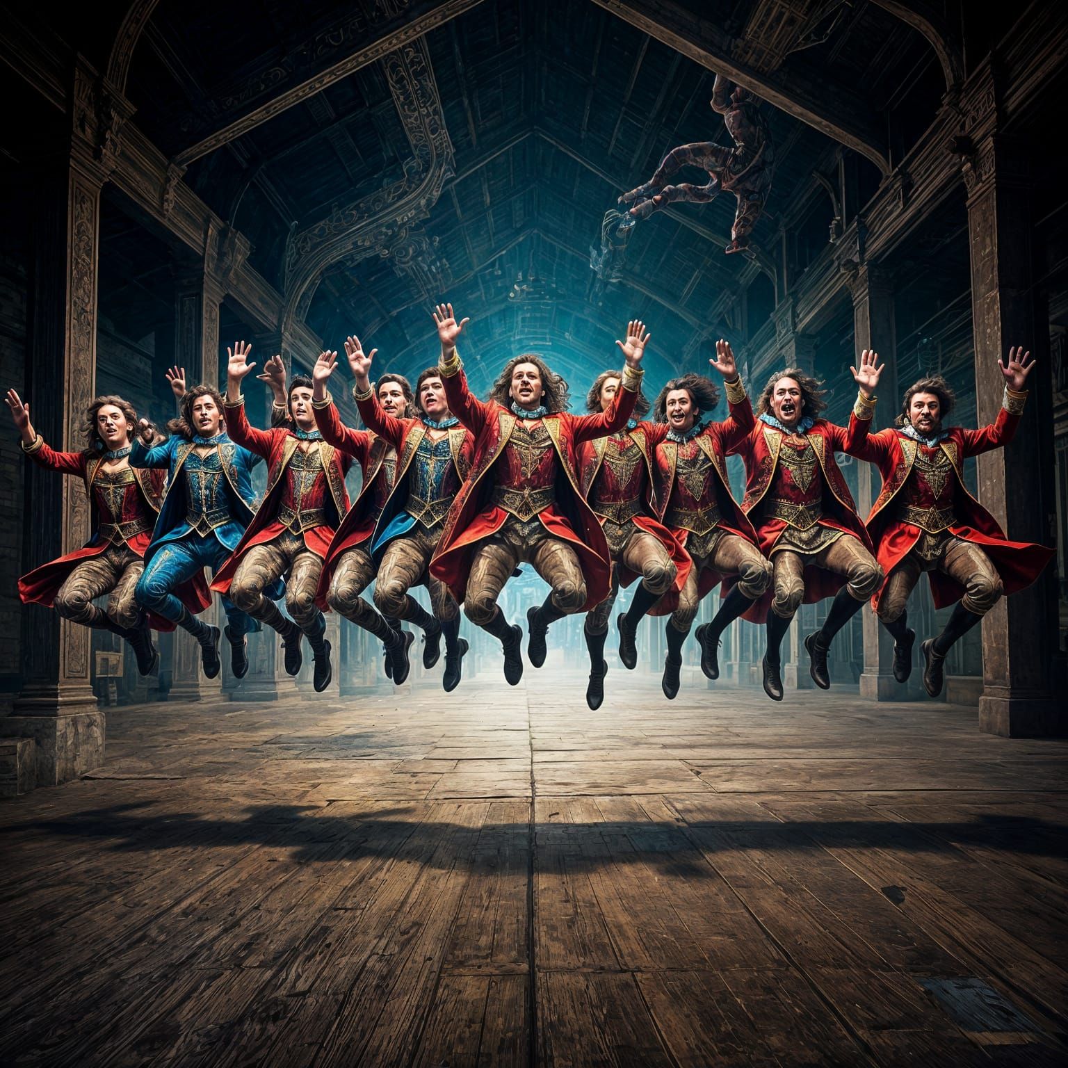 10 Lords in Vibrant, Surreal Warehouse Scene