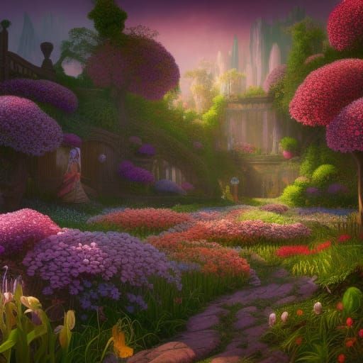 Secret Flower Garden in Detailed Matte Painting