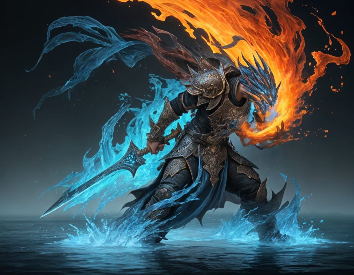 Sword of Water and Fire: Detailed Fantasy Portrait