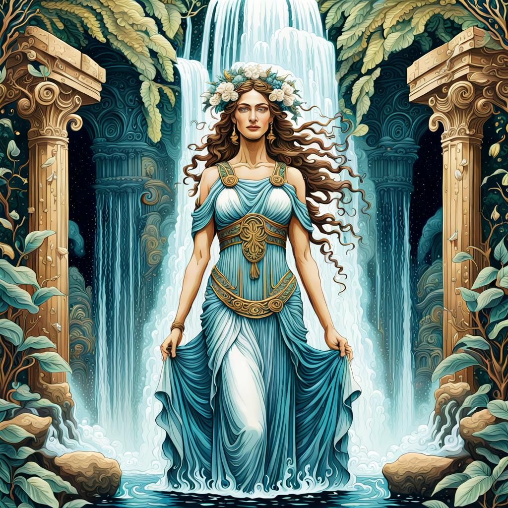 Enchanting Greek Goddess Portrait in Nouveau Style