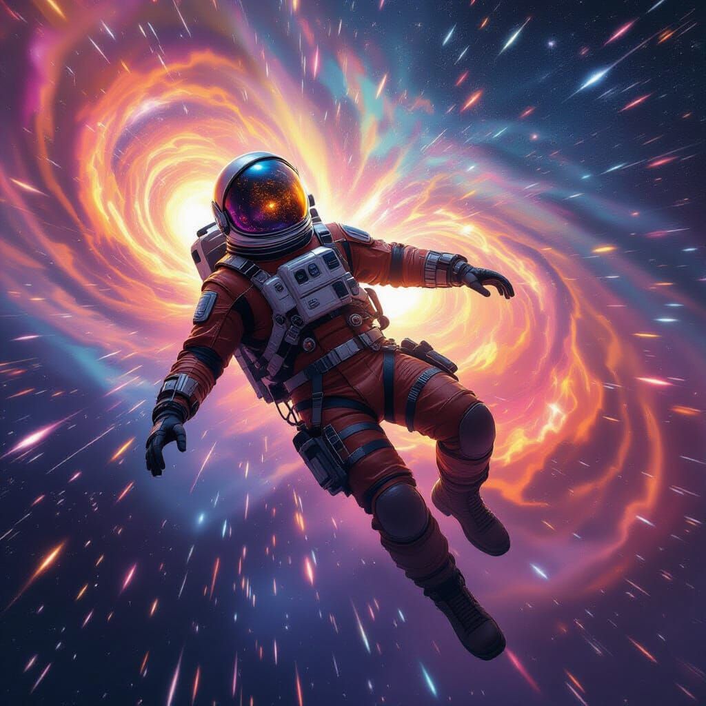Cosmic Traveler Soaring Through Galaxy Art