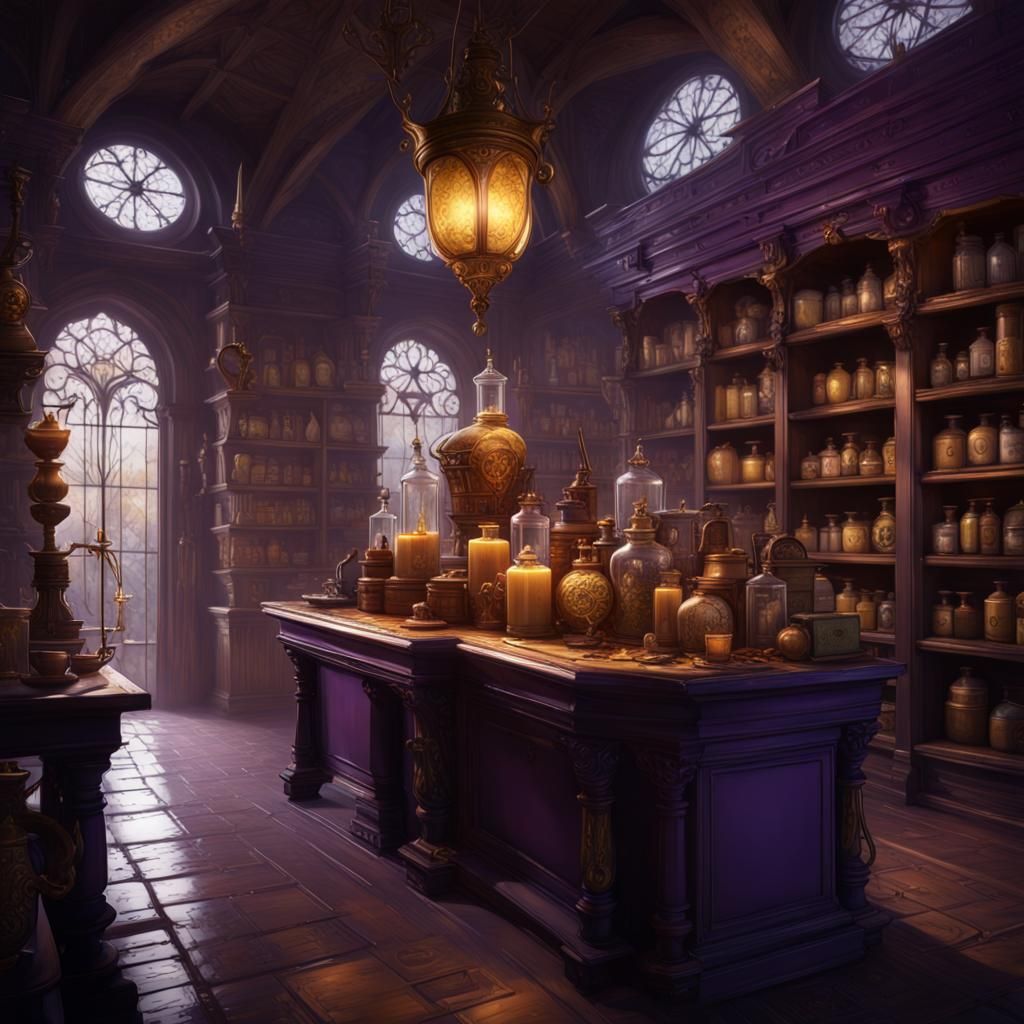 Dark Fantasy Apothecary Concept Art in 8K Resolution