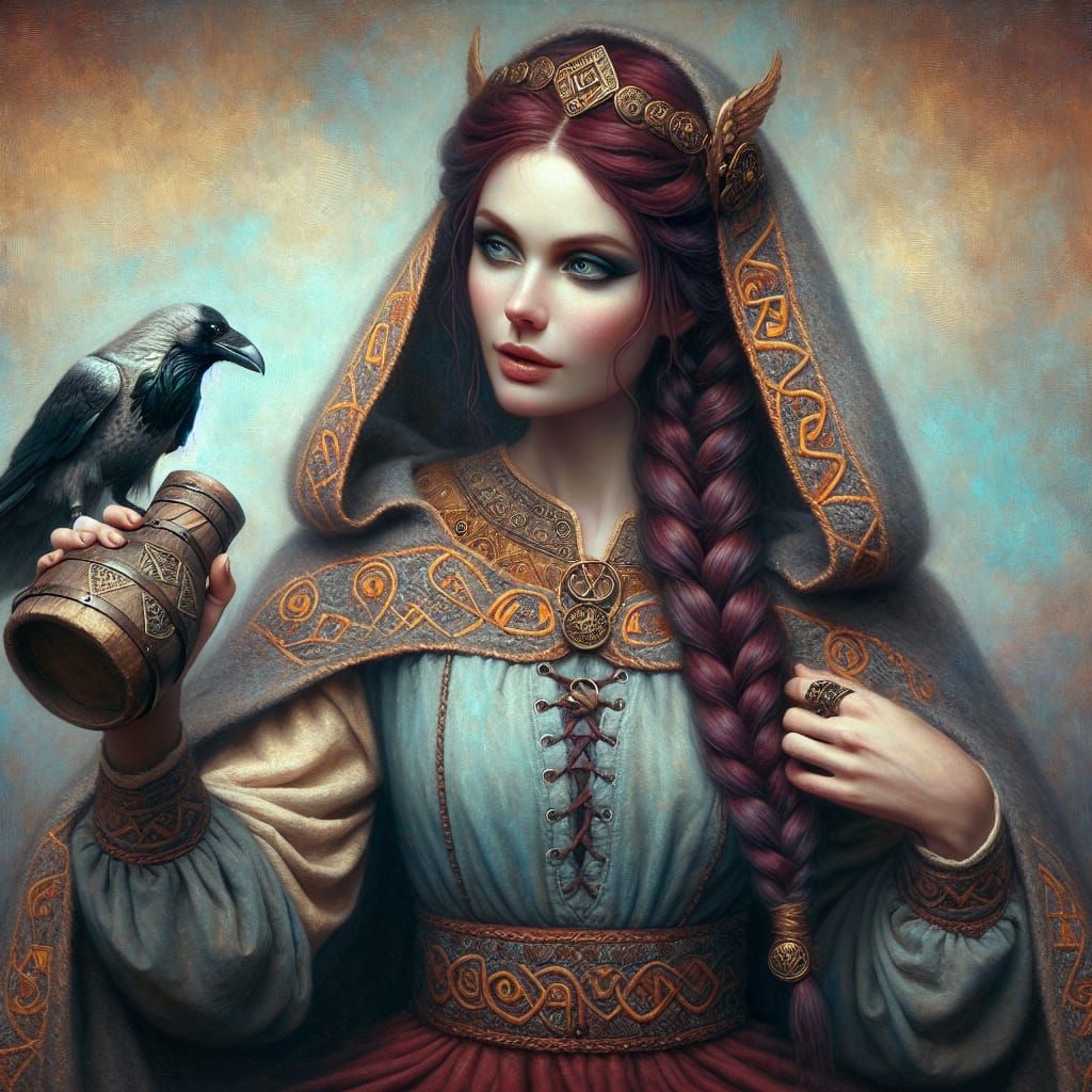 Viking Goddess Saga: Wisdom and Prophecy in Digital Art