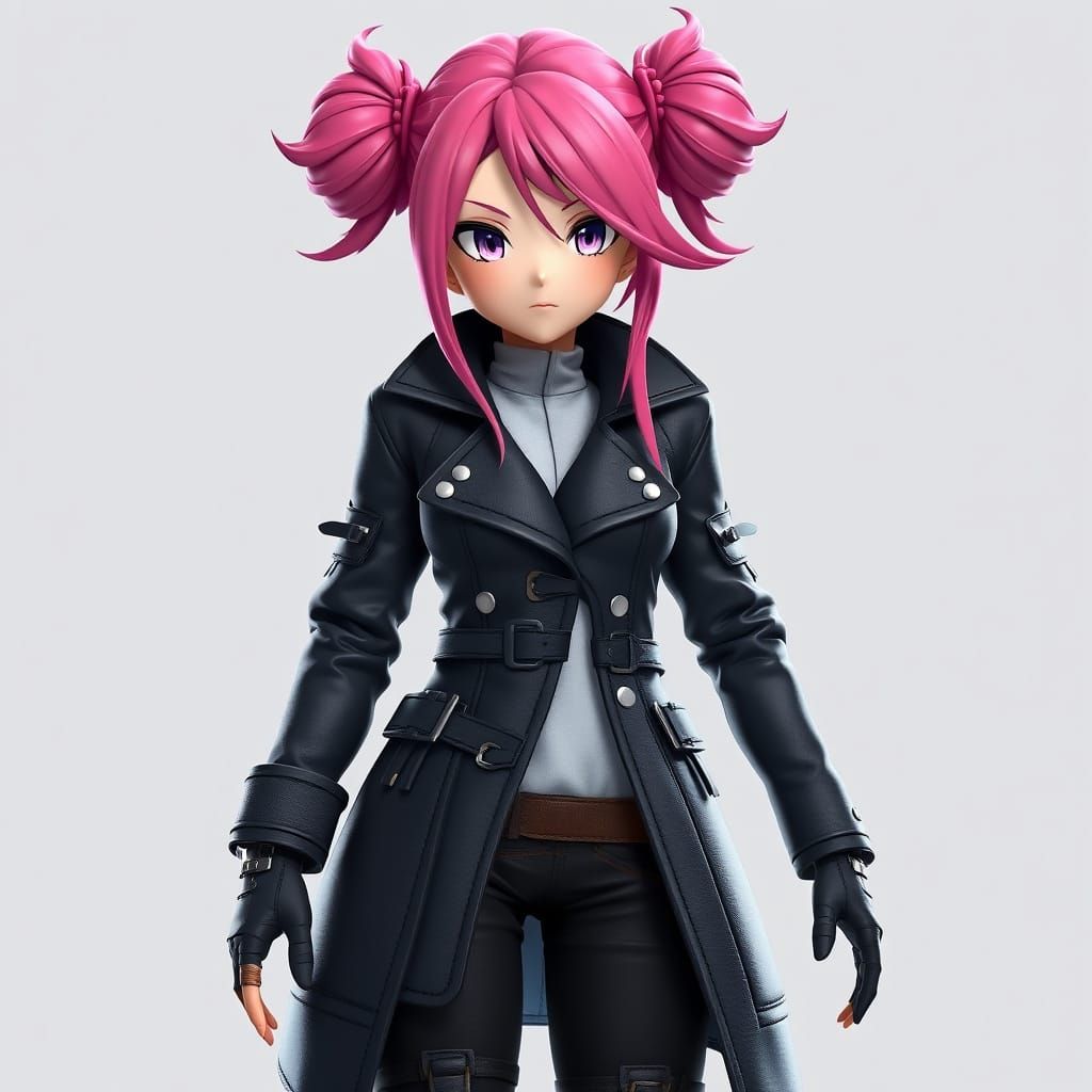 Gothic Anime Trainer with Pink Hair in 8K Resolution