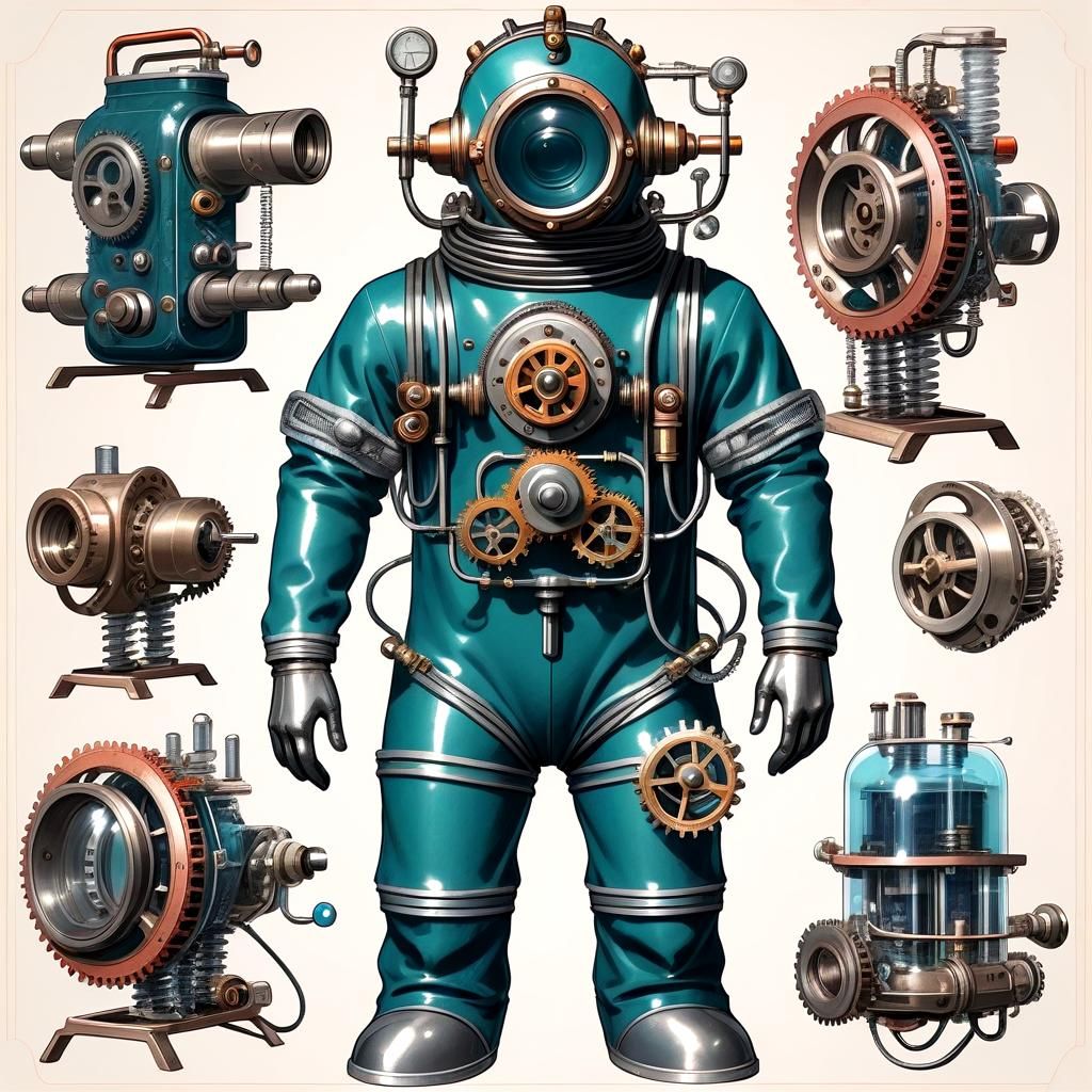Retrofuturistic Deep Ocean Diving Suit