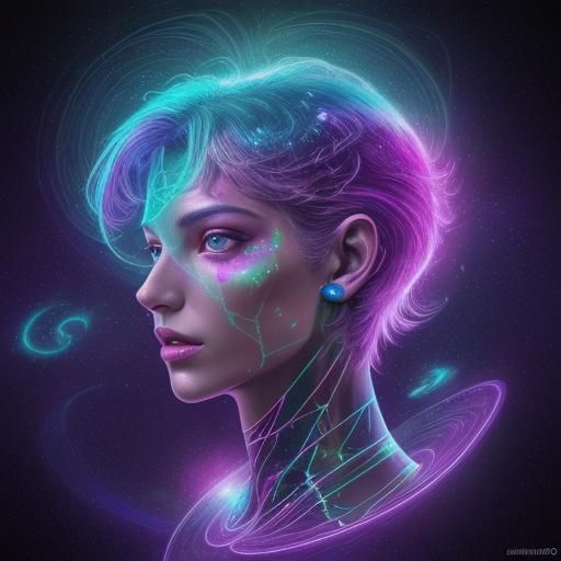 Holographic Scorpio Astral Illustration in Mixed Media