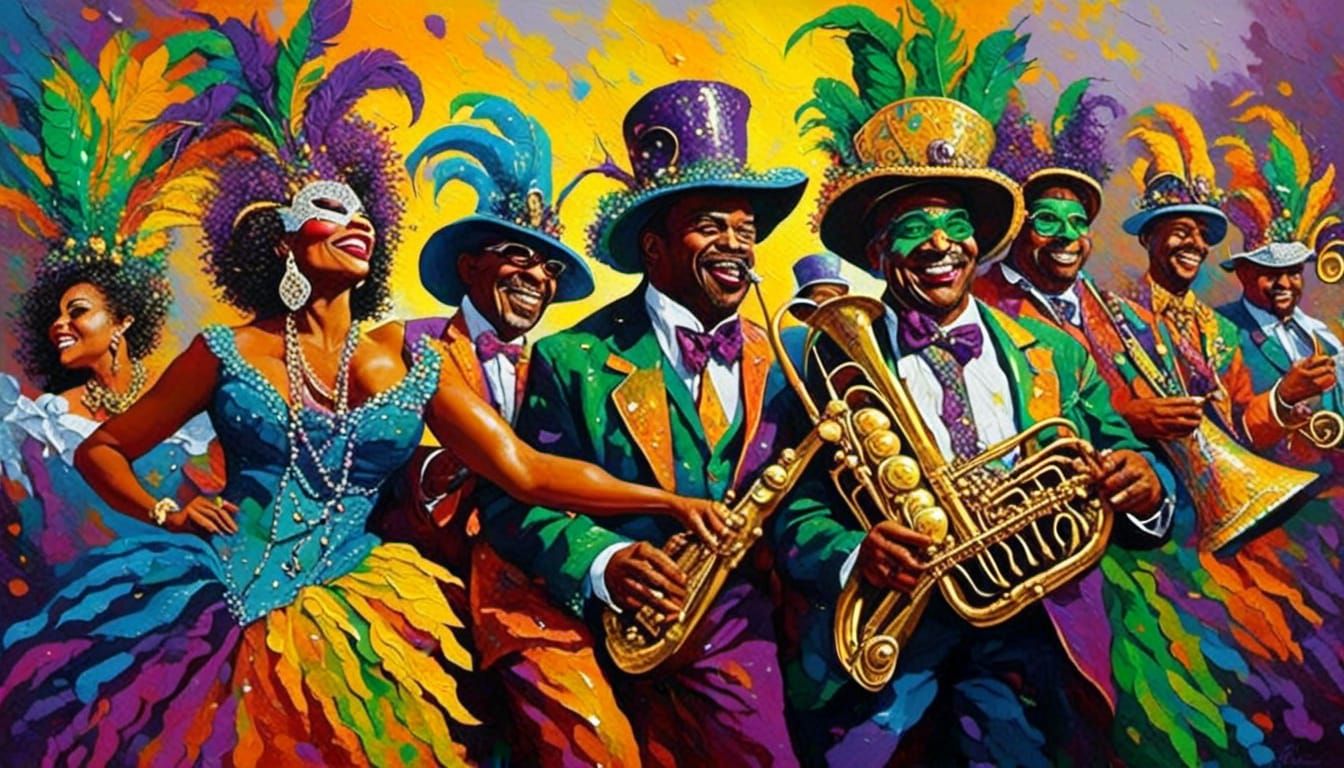 New Orleans Mardi Gras Zydeco Parade: Impasto Style