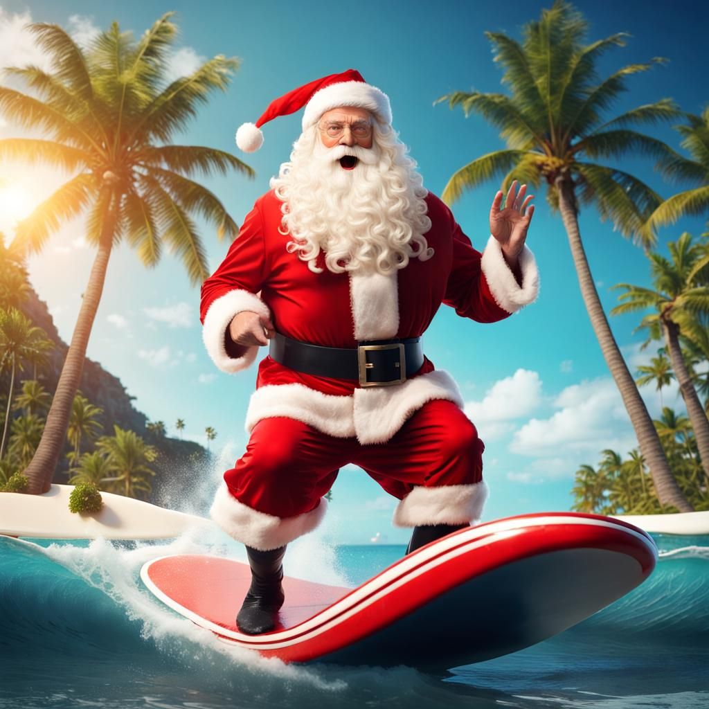 Santa enjoying himself on a tropical island. Ho ho ho!