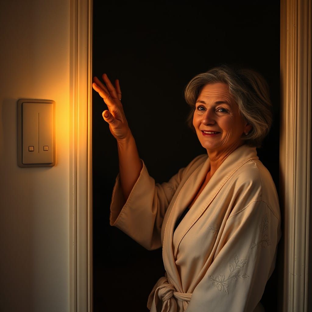 Peaceful Nighttime Scene with a Warm-Toned Woman